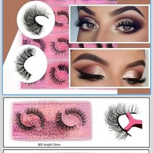 Voluminous Pink Glitter False Eyelashes